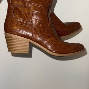 Sun + Stone Brown Textured Heeled Boots